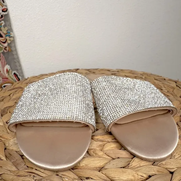 Jewel Badgley Mischka Shoes Khaleesi Womens Slip On Open Toe Slides Bedazzled