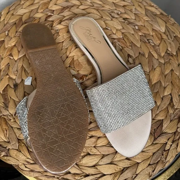 Jewel Badgley Mischka Shoes Khaleesi Womens Slip On Open Toe Slides Bedazzled