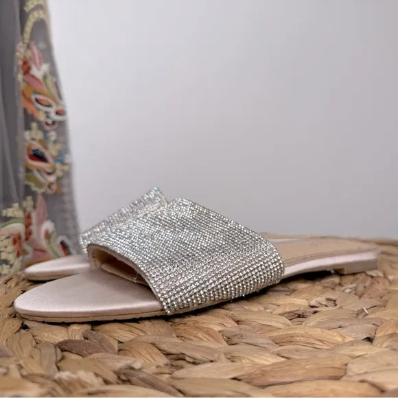 Jewel Badgley Mischka Shoes Khaleesi Womens Slip On Open Toe Slides Bedazzled
