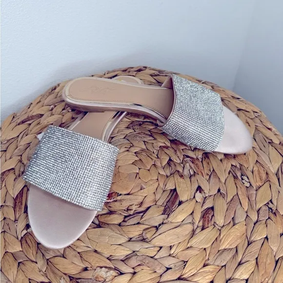 Jewel Badgley Mischka Shoes Khaleesi Womens Slip On Open Toe Slides Bedazzled