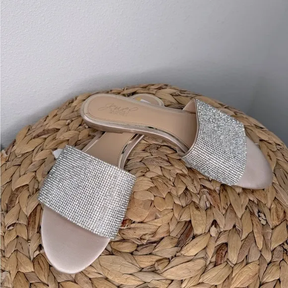 Jewel Badgley Mischka Shoes Khaleesi Womens Slip On Open Toe Slides Bedazzled