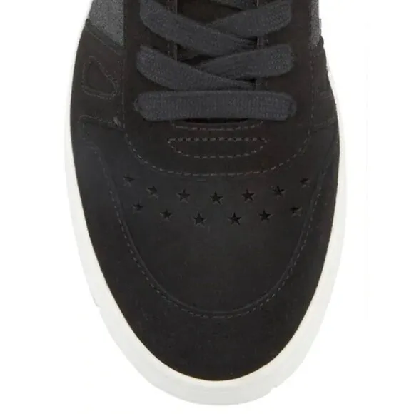Jimmy Choo 8.5 Suede Glitter Hawaii High Top Sneakers Platform Crystal Black 39