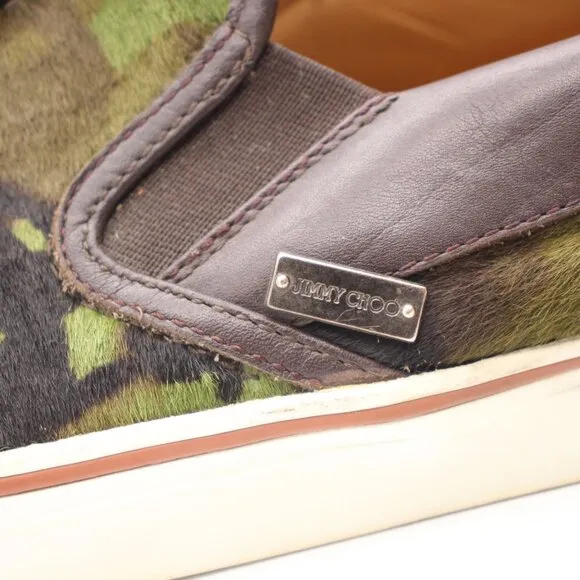JIMMY CHOO &quot;Maddox&quot; Men's EU Size 46 Camouflage Tassel Slip-on Sneaker Shoes