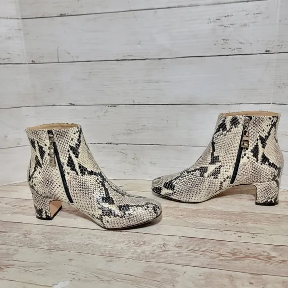 Joan Olaff Snake Print Leather Ankle Boots US Woman's 6