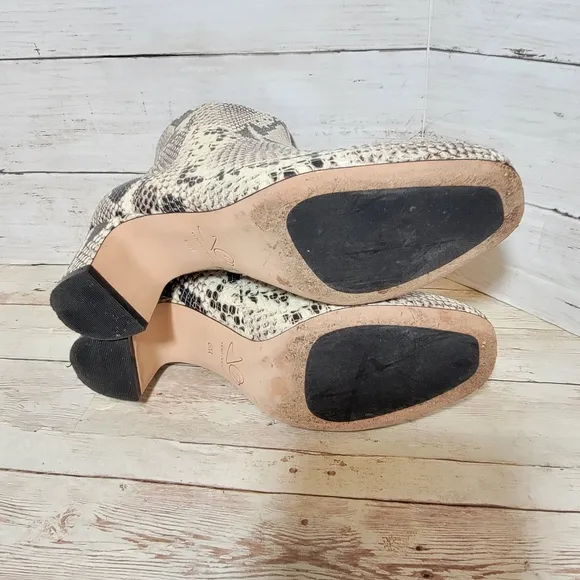 Joan Olaff Snake Print Leather Ankle Boots US Woman's 6