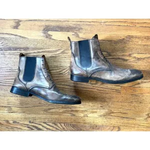 John Varvatos Brown No Lace Up Leather Chelsea Pull Up Boots Shoes   Mens Size 9