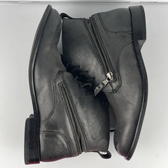 John Varvatos Chukka Leather Boots Dark Brown Zipper Ankle Lace Up Men's Size 8
