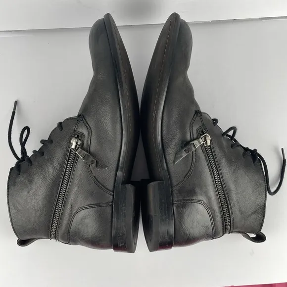 John Varvatos Chukka Leather Boots Dark Brown Zipper Ankle Lace Up Men's Size 8