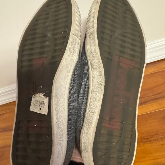 John Varvatos Gray and White Sneakers with Slip-On Design