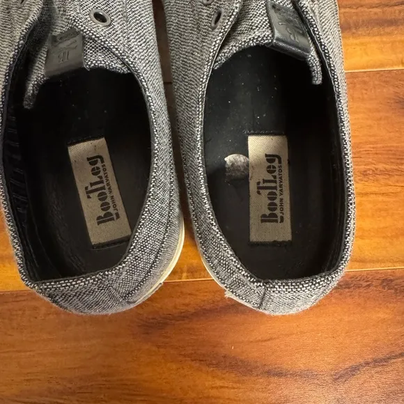 John Varvatos Gray and White Sneakers with Slip-On Design