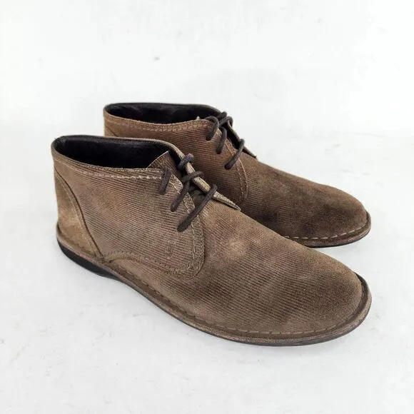 John Varvatos USA Men's Chukka Boots US 8 M Brown Suede Corduroy Plain Toe shoes
