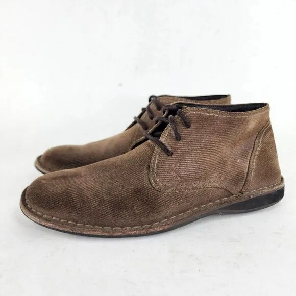 John Varvatos USA Men's Chukka Boots US 8 M Brown Suede Corduroy Plain Toe shoes