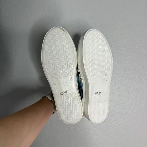 Johnny Was black geometric embroidered slip on platform sneakers size 37 NEW