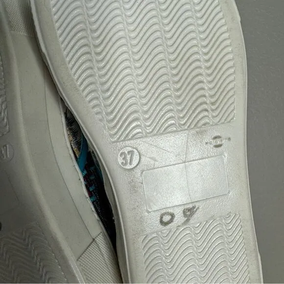 Johnny Was black geometric embroidered slip on platform sneakers size 37 NEW
