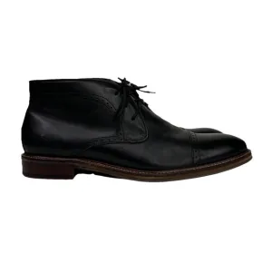 Johnston &amp; Murphy Black Sheepskin Leather Cap Toe Dress Boots Size 11.5 20-3875