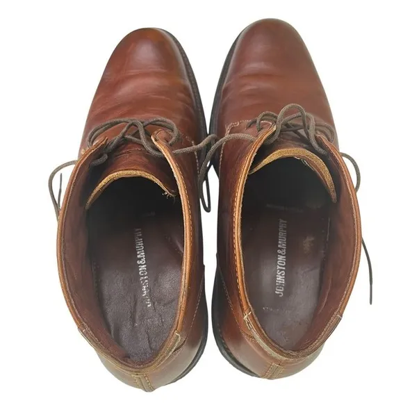 Johnston &amp; Murphy Boots Mens 10 Brown Leather Chukka Lace Up