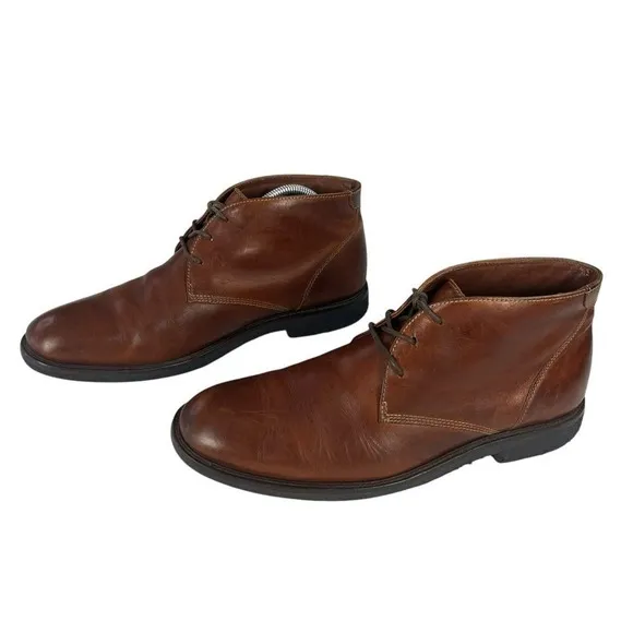 Johnston &amp; Murphy Boots Mens 10 Brown Leather Chukka Lace Up