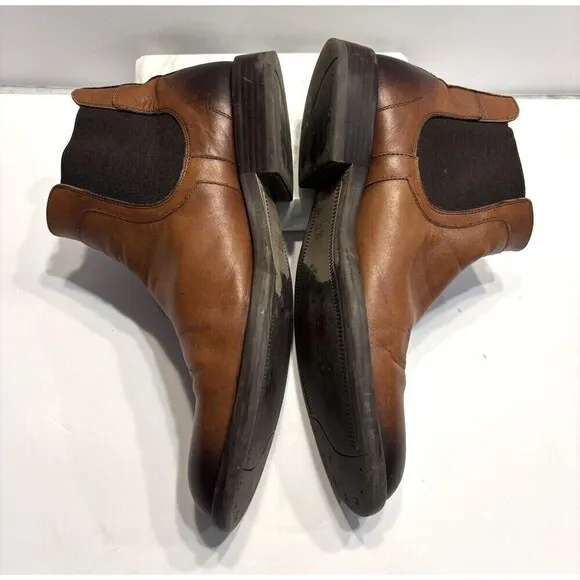 Johnston &amp; Murphy Chelsea Boots Brown leather Pull on 59-1238 Shoes Mens Sz 10 M