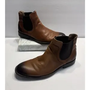 Johnston &amp; Murphy Chelsea Boots Brown leather Pull on 59-1238 Shoes Mens Sz 10 M