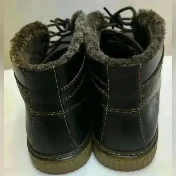 JOHNSTON &amp; MURPHY MEN'S SHOES SIZE 11.5 M BROWN LEATHER BOOTS SHEARLING LINED