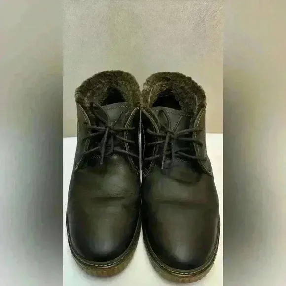 JOHNSTON &amp; MURPHY MEN'S SHOES SIZE 11.5 M BROWN LEATHER BOOTS SHEARLING LINED