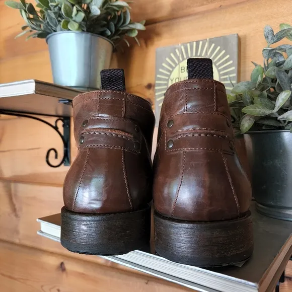 Johnston Murphy 💙 20-6580 Sheepskin Leather Brown Ankle Chukka Boots Split 12M