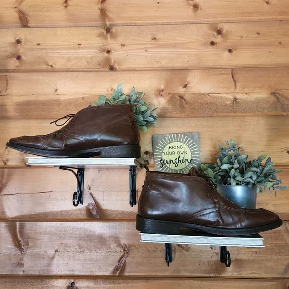 Johnston Murphy 💙 20-6580 Sheepskin Leather Brown Ankle Chukka Boots Split 12M