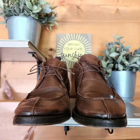 Johnston Murphy 💙 20-6580 Sheepskin Leather Brown Ankle Chukka Boots Split 12M