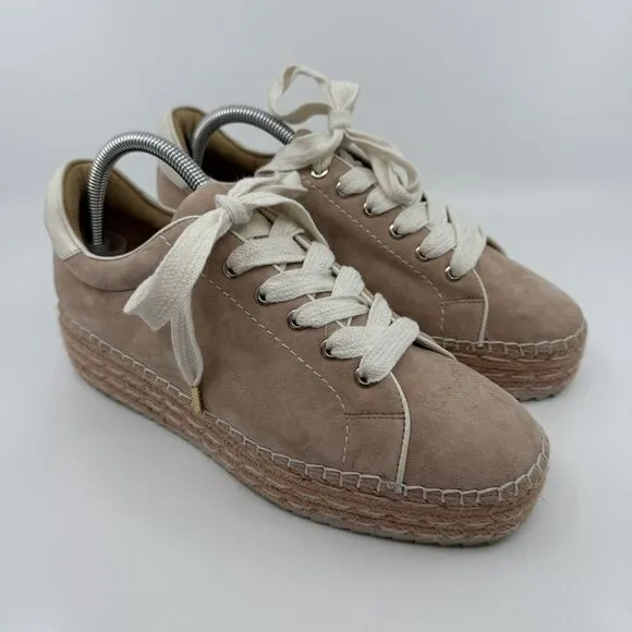 JOIE Dabna‎ Suede Platform Sneakers Blush 9.5 Kidskin Jute Espadrille Women 39.5