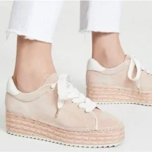 JOIE Dabna‎ Suede Platform Sneakers Blush 9.5 Kidskin Jute Espadrille Women 39.5