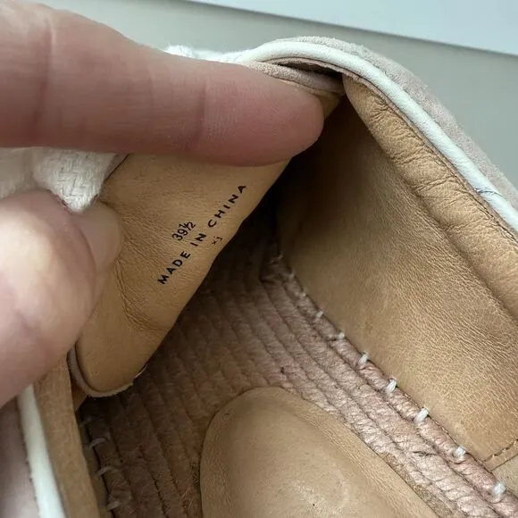 JOIE Dabna‎ Suede Platform Sneakers Blush 9.5 Kidskin Jute Espadrille Women 39.5