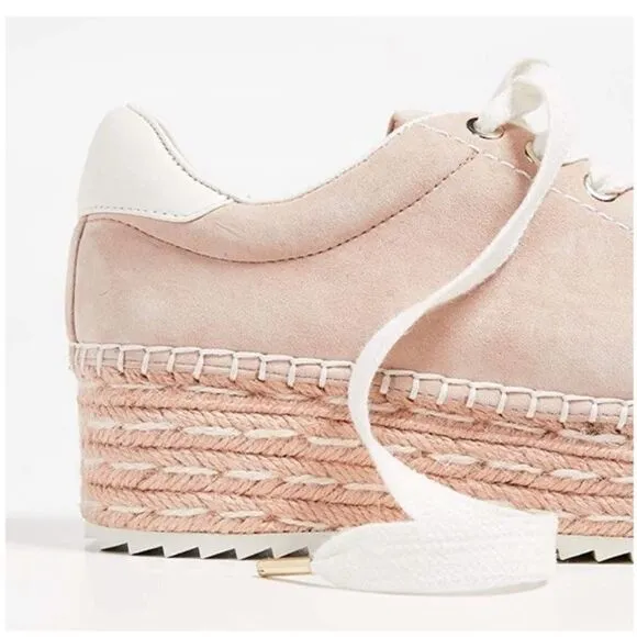 JOIE Dabna‎ Suede Platform Sneakers Blush 9.5 Kidskin Jute Espadrille Women 39.5
