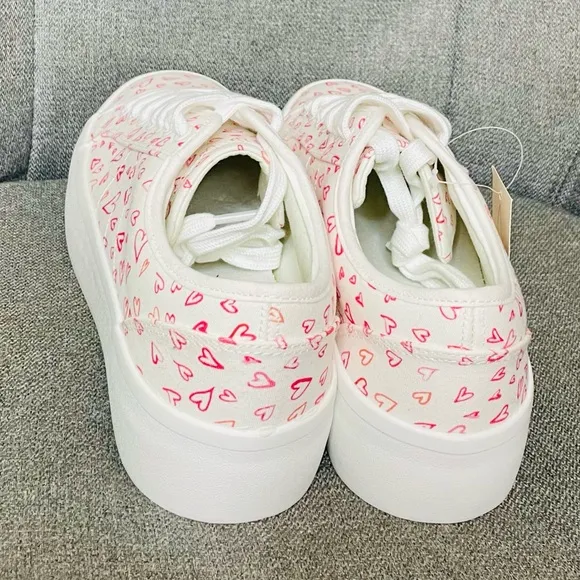 Joie White Platform Laced Low Top Sneaker w/ Watercolor Heart Pattern - $188 NWT