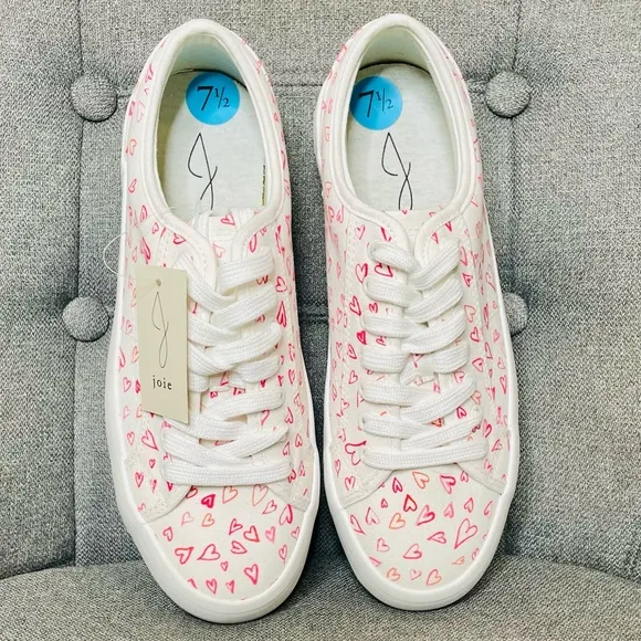 Joie White Platform Laced Low Top Sneaker w/ Watercolor Heart Pattern - $188 NWT