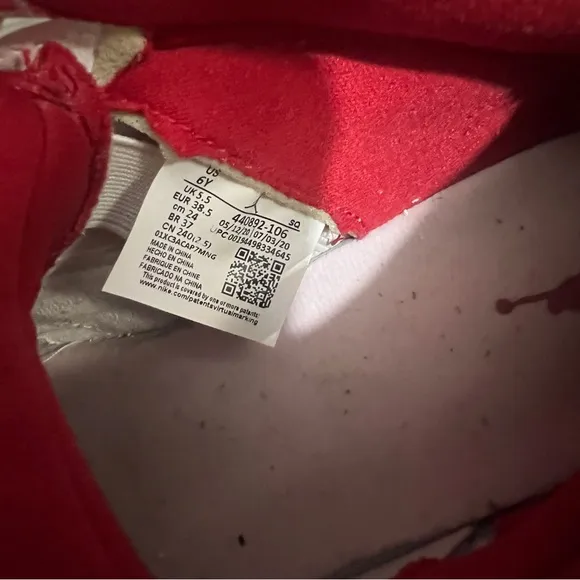 Jordan 5 Red and White High-Top Sneakers