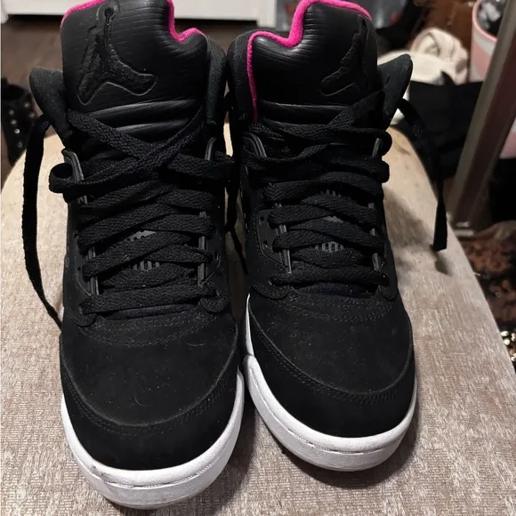 Jordan Black and Pink High-Top Sneakers with Padded Collar