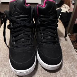 Jordan Black and Pink High-Top Sneakers with Padded Collar