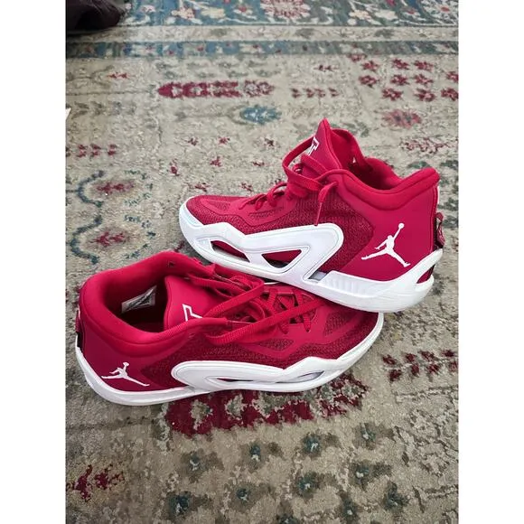 Jordan Men's Red White Jayson Tatum Gym Lace Up Basketball Shoes Size 10