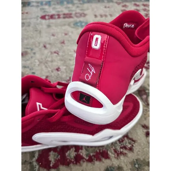 Jordan Men's Red White Jayson Tatum Gym Lace Up Basketball Shoes Size 10