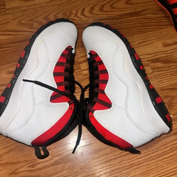 Jordan Red and Blue High-Top Sneakers with Asymmetrical Panels