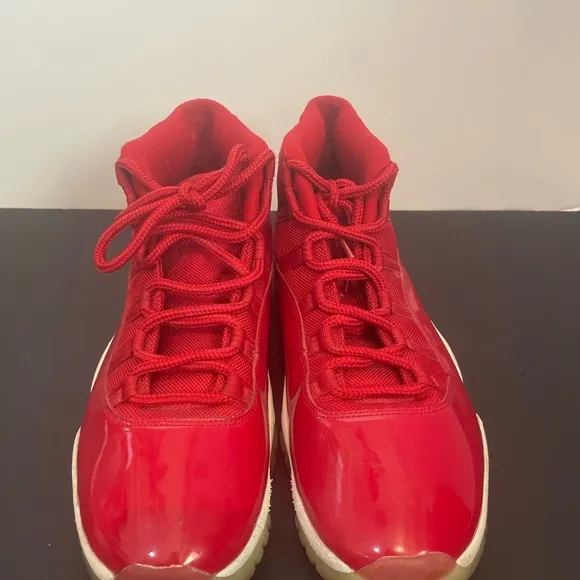Jordan Red High-Top Sneakers with Glossy Finish