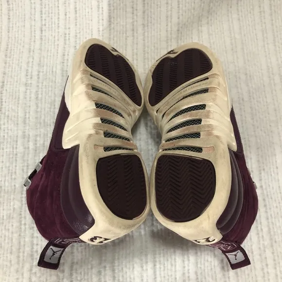 Jordan Retro 12 Bordeaux Sneakers Suede Leather High Top Shoes Youth Size 6Y