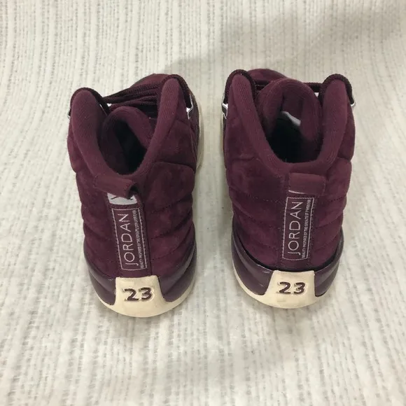 Jordan Retro 12 Bordeaux Sneakers Suede Leather High Top Shoes Youth Size 6Y