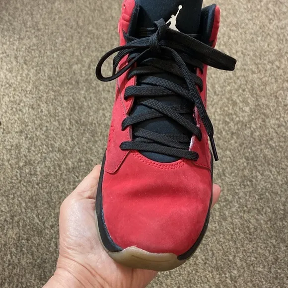 Jordan Suede Red and Black High-Top Sneakers Size 5Y US