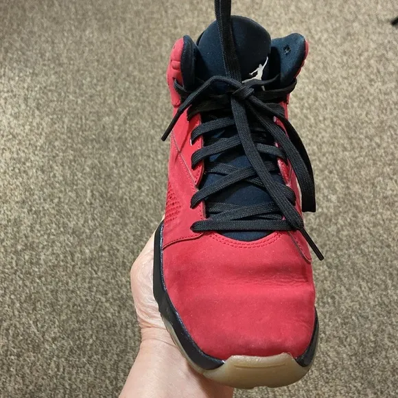Jordan Suede Red and Black High-Top Sneakers Size 5Y US