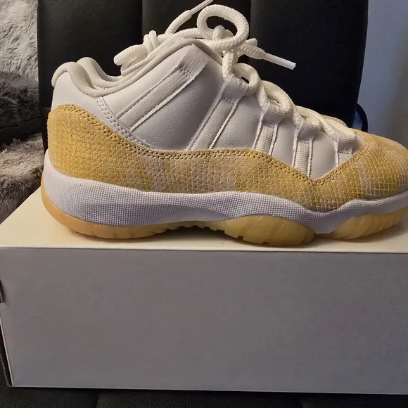 Jordan White and Yellow High-Top Sneakers