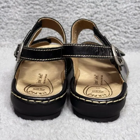 Josef Seibel Airped Plus H Womens Size 37 US 6-6.5 Sandals Shoes Black Leather