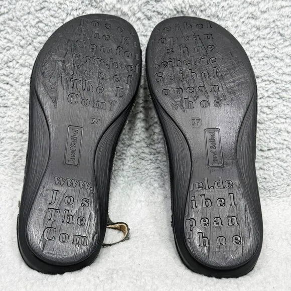 Josef Seibel Airped Plus H Womens Size 37 US 6-6.5 Sandals Shoes Black Leather