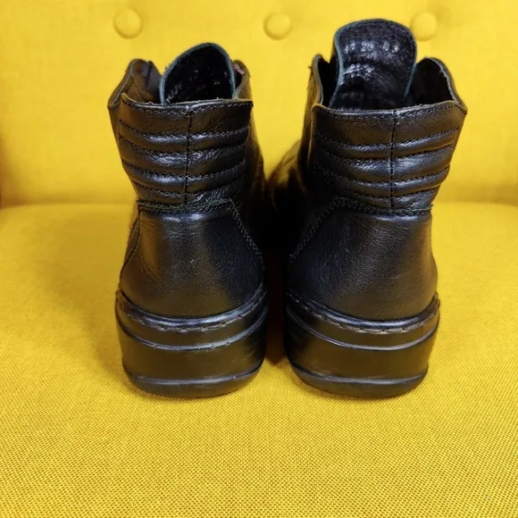 Josef Seibel Black Leather Women’s Lace Up Ankle Boots Shoes Size 9-9.5 EU 40