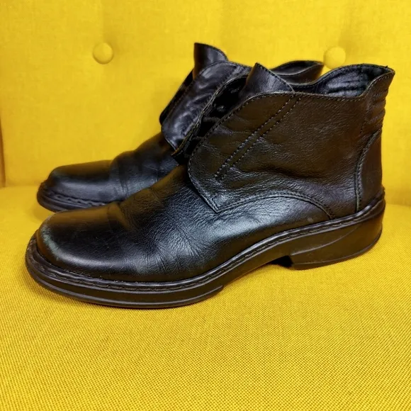 Josef Seibel Black Leather Women’s Lace Up Ankle Boots Shoes Size 9-9.5 EU 40